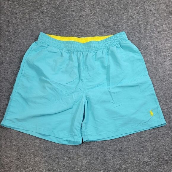 Polo Ralph Lauren Blue Yellow Pony Swim Trunks Mens Size XL Short - Picture 1 of 10